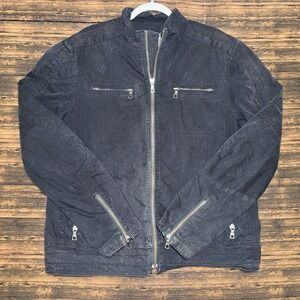 Gap Moto Rider Jacket Women Large Black Vintage Y2K Euro Riding Zip Up